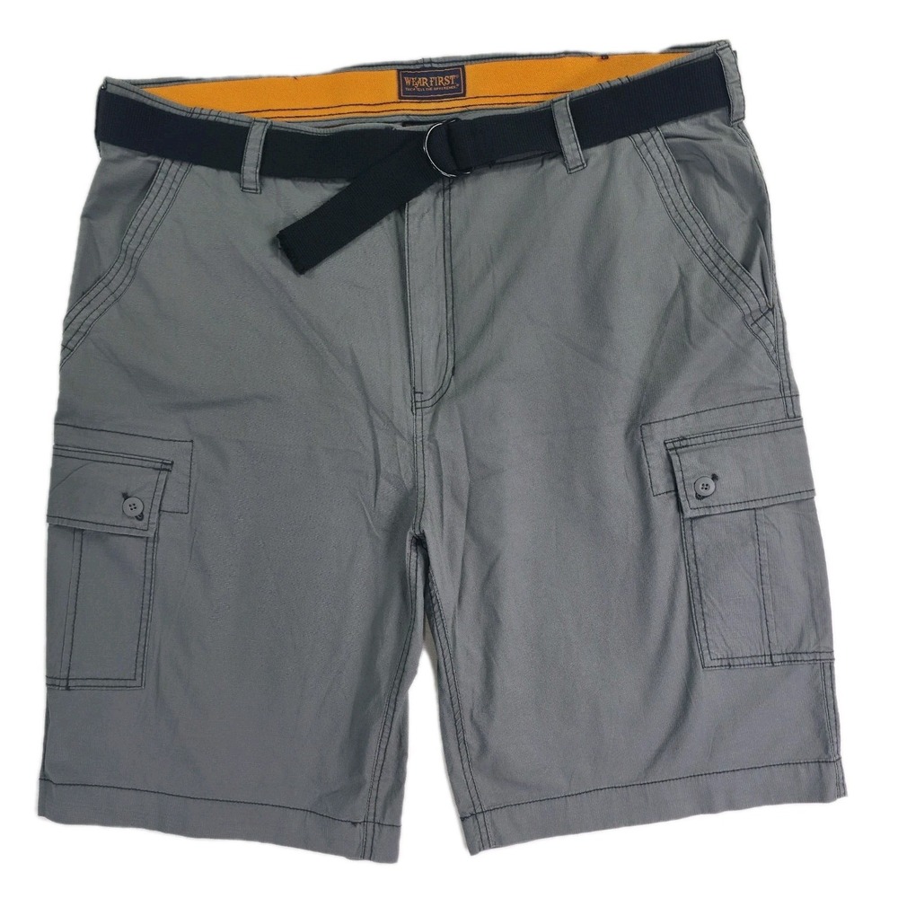 WearFirst CARGO SHORTS Men 42 Grey Hiking Outdoors Ripstop Cotton Casual Walking